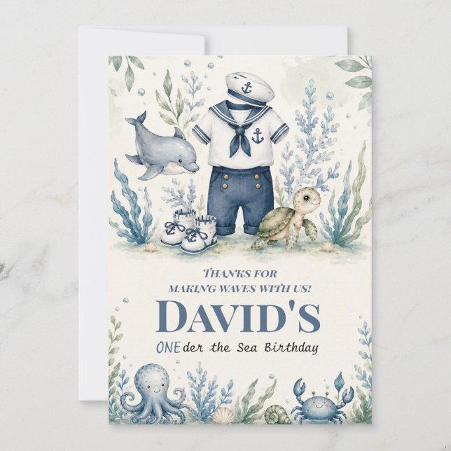 Personalized Nautical Birthday Greeting Card (Front)