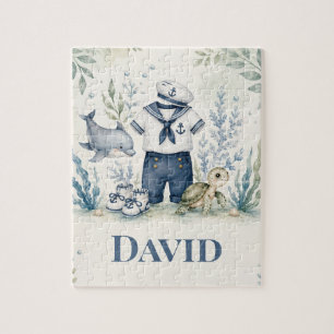 Personalized Nautical Birthday Greeting Card Jigsaw Puzzle