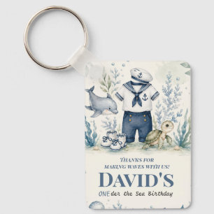 Personalized Nautical Birthday Greeting Card Keychain