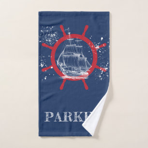 Personalized Nautical Blue Hand Towel