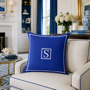 Personalized Nautical Blue Monogram Decorative Throw Pillow