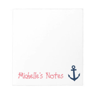 Personalized nautical boat anchor writing notepads