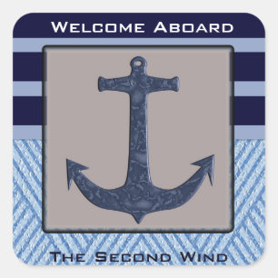 Personalized Nautical Boat Name Anchor Square Sticker
