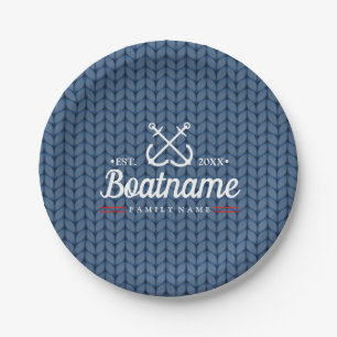 Personalized Nautical Boat Name Knitted Wool Paper Plate