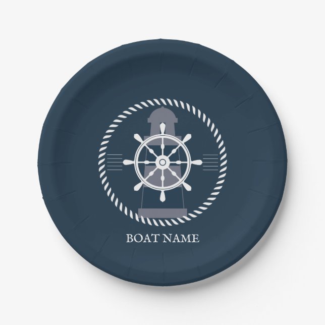 Personalized Nautical Boat Name Paper Plate (Front)