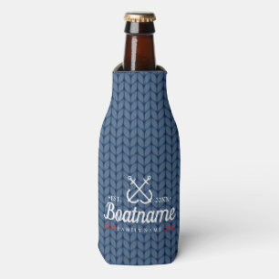 Personalized Nautical Boat Name Winter Wool Bottle Cooler