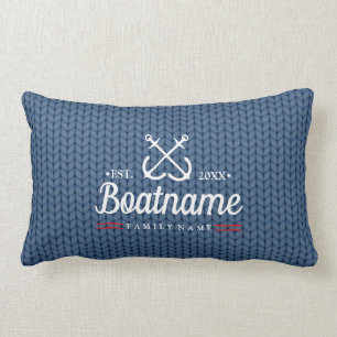 Personalized Nautical Boat Name Wool pattern Lumbar Pillow