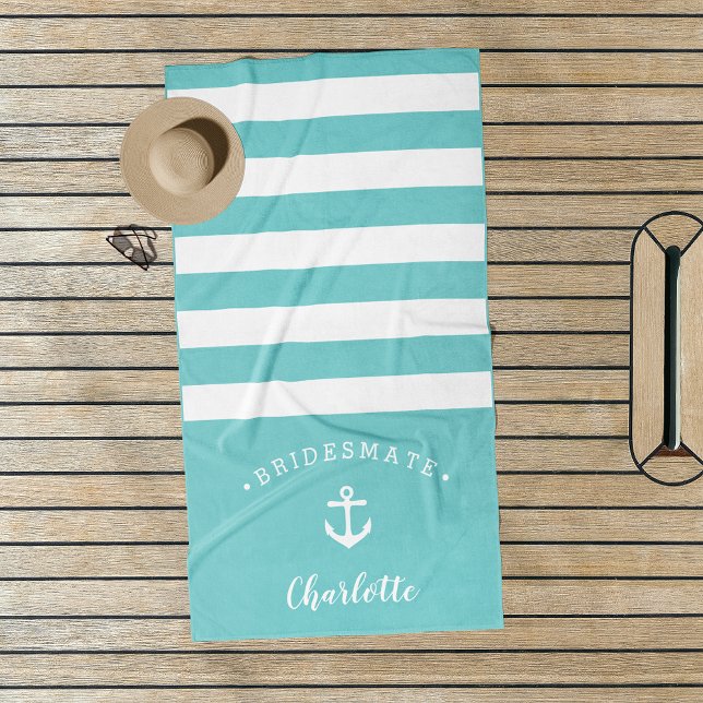 Personalized Nautical "Bridesmate" Bridesmaid Beach Towel (Creator Uploaded)