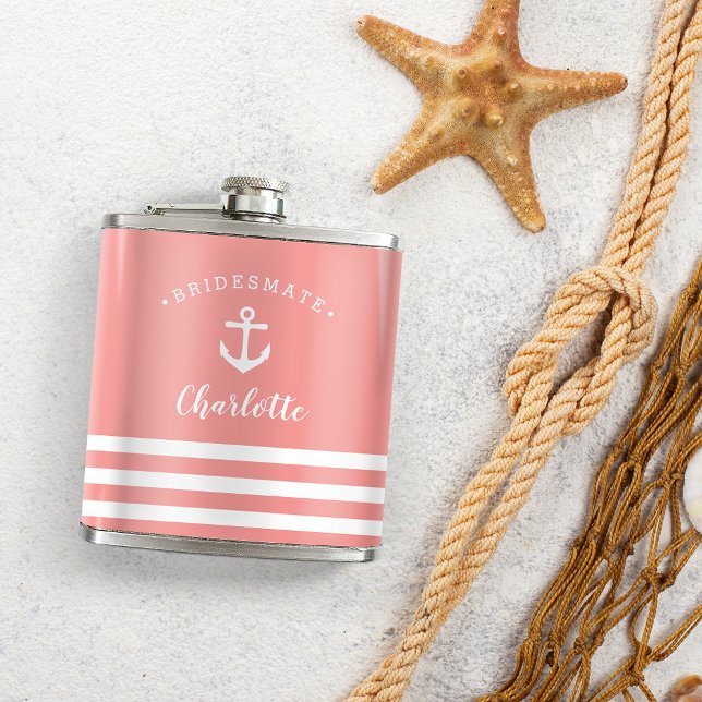 Personalized Nautical "Bridesmate" Bridesmaid Hip Flask (Creator Uploaded)
