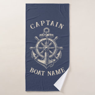 Personalized Nautical Captain Boat Name Anchor Bath Towel