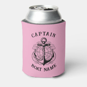 Personalized Nautical Captain Boat Name Anchor  Can Cooler