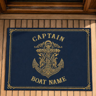 Personalized Nautical Captain Boat Name Anchor     Doormat