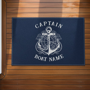 Personalized Nautical Captain Boat Name Anchor Doormat