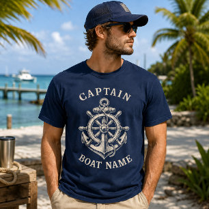 Personalized Nautical Captain Boat Name Anchor T-Shirt