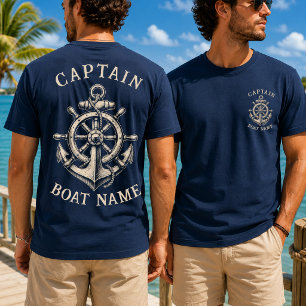 Personalized Nautical Captain Boat Name Anchor T-Shirt
