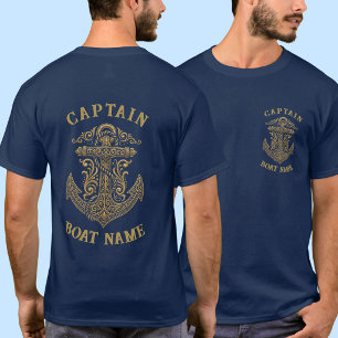 Personalized Nautical Captain Boat Name Anchor T-Shirt