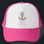 Personalized Nautical Captain Boat Name Anchor Trucker Hat<br><div class="desc">Personalized Nautical Captain Boat Name Anchor Trucker Hat</div>