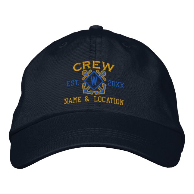 Personalized Nautical Crew Monogram & more Embroidered Hat (Front)