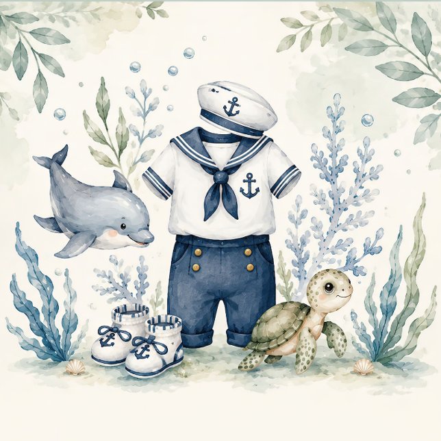 Personalized Nautical First Birthday Invitation (Creator Uploaded)