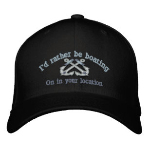 Personalized Nautical I'd rather be boating Embroidered Hat