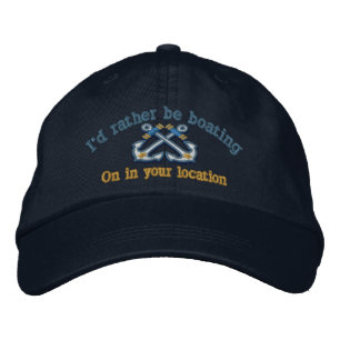 Personalized Nautical I'd rather be boating Embroidered Hat