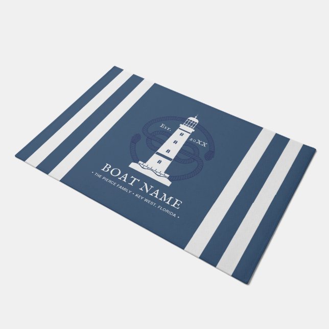 Personalized Nautical lighthouse Doormat (Angled)
