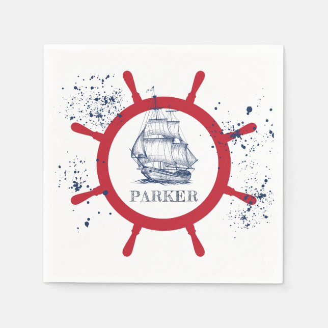 Personalized Nautical Marine Napkin (Front)
