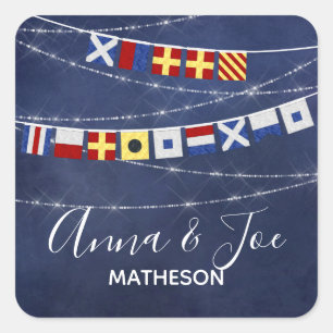 Personalized #Nautical Merry Christmas Signal Flag Square Sticker
