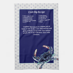 Personalized Nautical Navy  Anchor Recipe keepsake Kitchen Towel