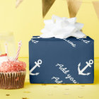 Personalized nautical navy anchor wrapping paper