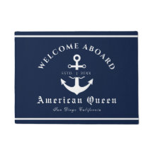 Personalized Nautical Navy Blue Welcome Aboard