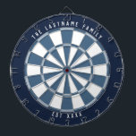 Personalized Nautical Navy Blues & Off-White Dartboard<br><div class="desc">Custom text dartboard with a nautical colour scheme featuring a dark navy blue frame and 2 shades of blue on the dartboard with an off-white mix.</div>