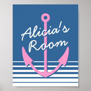 Personalized nautical nursery bedroom decor poster