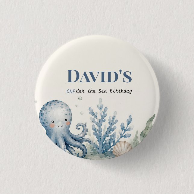 Personalized Nautical Oqean Birthday Button (Front)