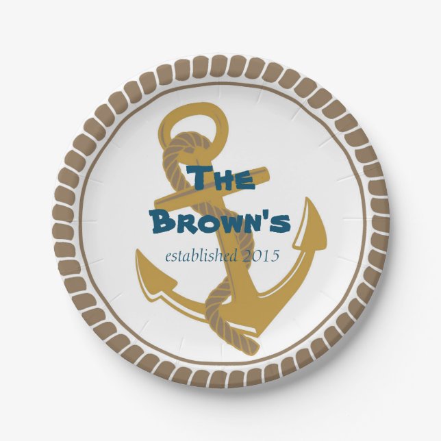 Personalized Nautical Paper Plates (Front)