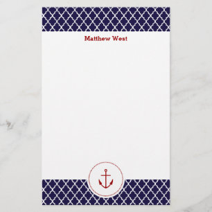 Personalized Nautical Quatrefoil Stationery