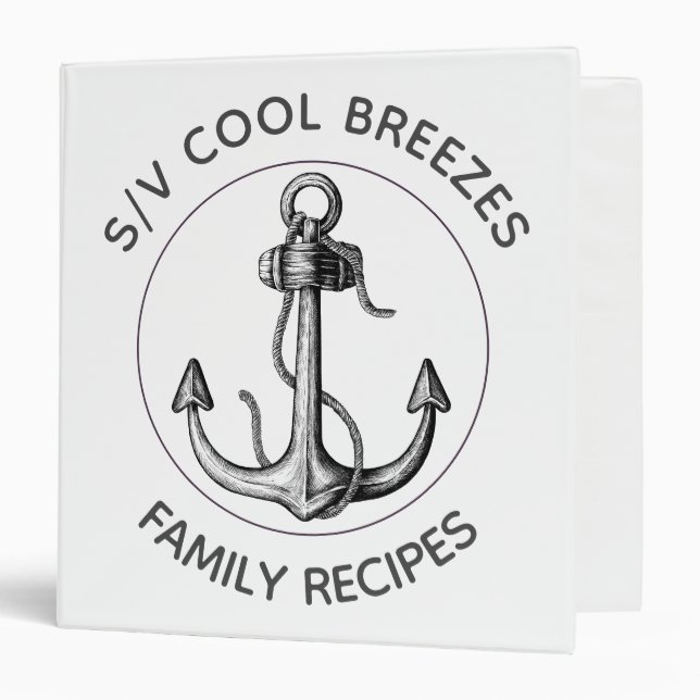 Personalized Nautical Rustic Anchor Recipe book Binder (Front/Inside)