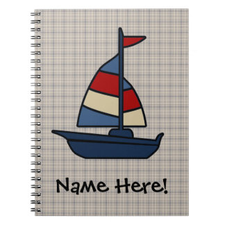 Personalized Nautical Sailboat Blue/Tan Boy's Notebook