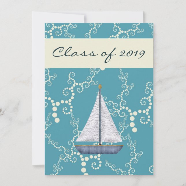 Personalized Nautical Sailboat Graduation Invite (Front)