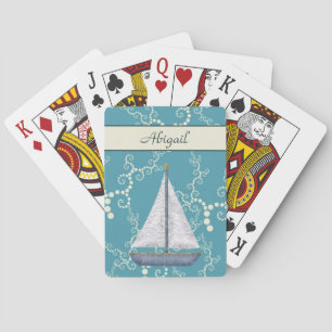 Personalized Nautical Sailboat Playing Cards