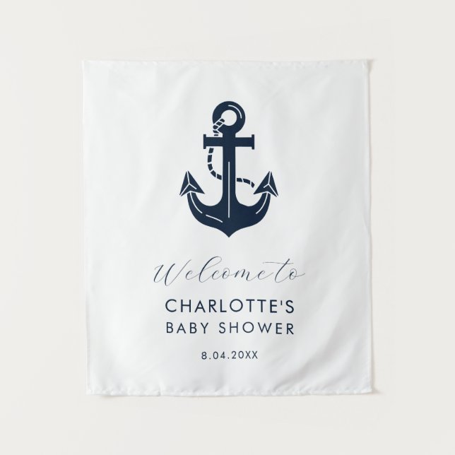 Personalized Nautical Sailor Mom-to-be Tapestry (Front)