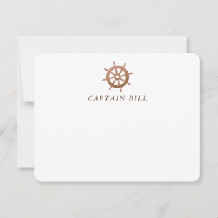 Personalized Nautical Ship Wheel Helm Note Card