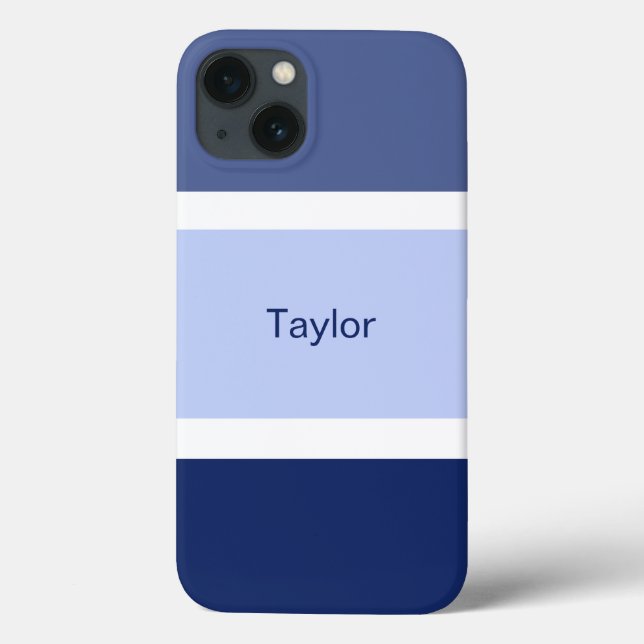 Personalized Nautical Stripes Blue and White Case-Mate iPhone Case (Back)