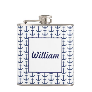 Personalized Nautical Theme Flask