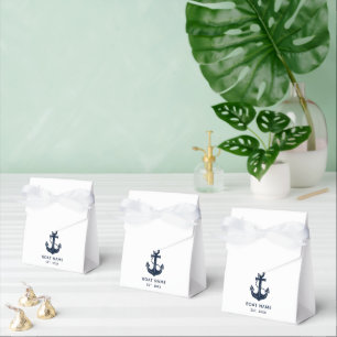 Personalized Nautical Vessel Navy & White Favor Box