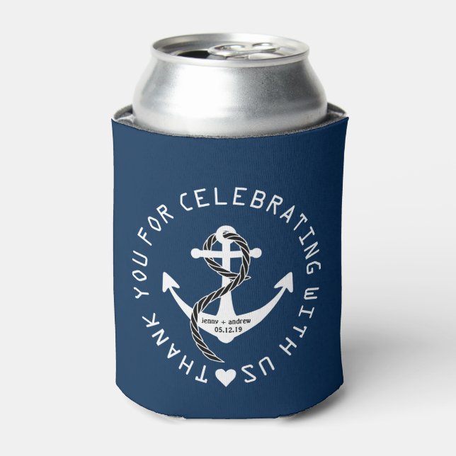 Personalized Nautical Wedding Favour Party Can Cooler (Can Front)