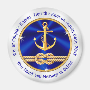 Personalized Nautical Wedding Favours, Tie the Magnet