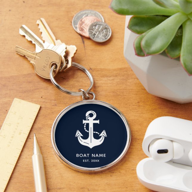 Personalized Navy Anchor Boat Souvenir Keychain (Desk)