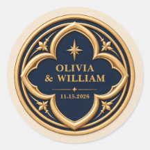 Personalized Navy and Gold Wedding