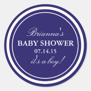 Personalized Navy Baby Shower Stickers